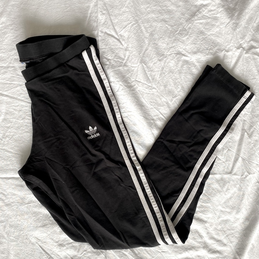Black Adidas Three Stripe Leggings